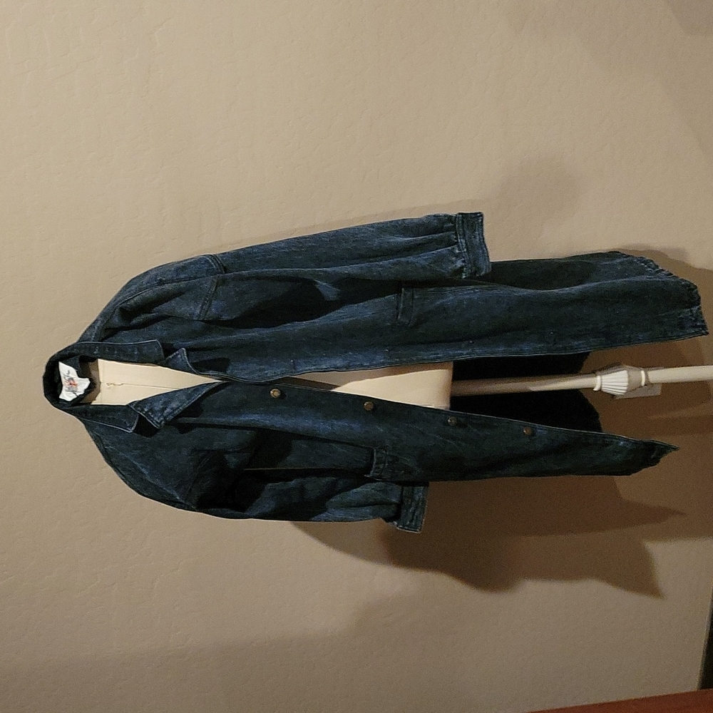 Vintage Blue Zone Denim Trench Coat Jacket